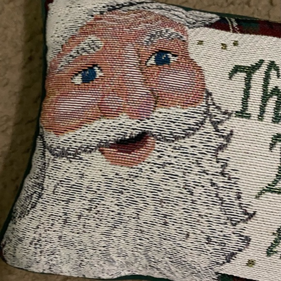 Vintage This House Believes In Santa Needle Point Tapestry Christmas Pillow 12x8 - Picture 6 of 10